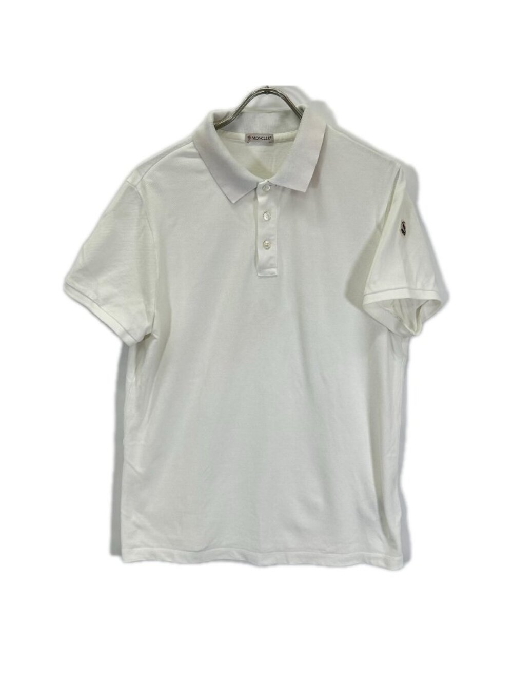 Moncler White Collar Logo Short Sleeve Polo